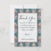 Girly Chic Roos Goud Bloemen Ananas Blauwgroen Gro Bedankkaart (Voorkant)