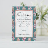 Girly Chic Roos Goud Bloemen Ananas Blauwgroen Gro Bedankkaart (Staand voorkant)