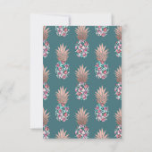 Girly Chic Roos Goud Bloemen Ananas Blauwgroen Gro Bedankkaart (Achterkant)