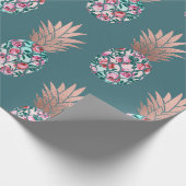 Girly Chic Roos Goud Bloemen Ananas Blauwgroen Gro Cadeaupapier (Hoek)