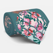 Girly Chic Roos Goud Bloemen Ananas Blauwgroen Gro Stropdas (Opgerold)