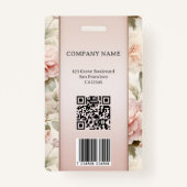 Girly Chic Roze Bloemen Medewerker Foto ID Badge (Achterkant)