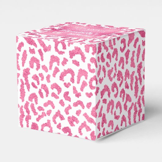 Girly Chic Roze en Witte Luipaard Verjaardag Bedankdoosjes (Voorkant Zijde)