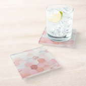 Girly Chic Roze Glitter Marmer Geometrisch Patroon Glazen Onderzetter (Schuin)