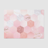 Girly Chic Roze Glitter Marmer Geometrisch Patroon Tissuepapier (Voorkant)