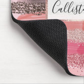 Girly Chic Roze Koraal Verf Glitter Brushstrokes Muismat (Hoek)