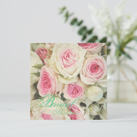 girly chic roze Rose Floral Vrijgezellenfeest Kaart (Staand voorkant)