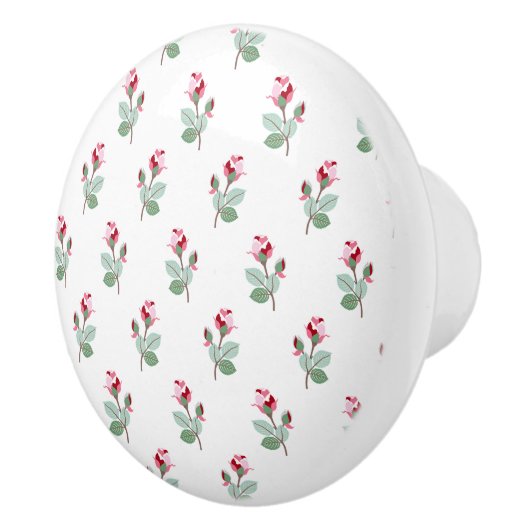 Girly Chic Roze Rosebuds Keramische Knop (Rechts)