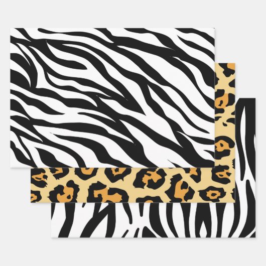 Girly chic safari cheetah print zebra strepen inpakpapier vel (Set)