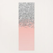 Girly Chic Silver Confetti Pink Gradient Monogram Yogamat (Achterkant)