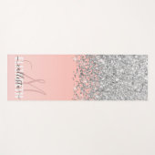 Girly Chic Silver Confetti Pink Gradient Monogram Yogamat (Voorkant (horizontaal))