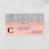 Girly Chic Silver Confetti Pink Gradient Ombre Aanbevelingskaartje (Achterkant)