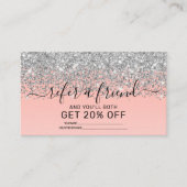 Girly Chic Silver Confetti Pink Gradient Ombre Aanbevelingskaartje (Voorkant)