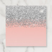 Girly Chic Silver Confetti Pink Gradient Ombre Bedankjes Labels (Achterkant)