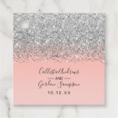 Girly Chic Silver Confetti Pink Gradient Ombre Bedankjes Labels (Voorkant)