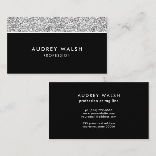 Girly Chic Silver glitter luxe professional Visitekaartje (Voorkant / Achterkant)