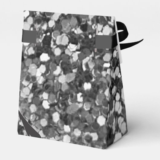 Girly Chic Silver Glitter Monogramed Wedding Bedankdoosjes (Achterkant)