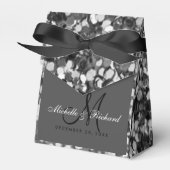 Girly Chic Silver Glitter Monogramed Wedding Bedankdoosjes (Voorkant Zijde)