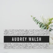 Girly Chic Silver Sequin Black Gift Certificate Kaart (Staand voorkant)