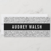 Girly Chic Silver Sequin Black Gift Certificate Kaart (Voorkant)