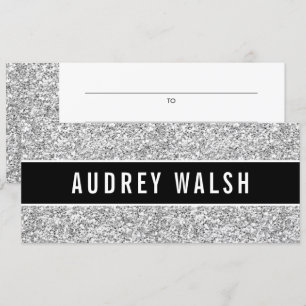 Girly Chic Silver Sequin Black Gift Certificate Kaart