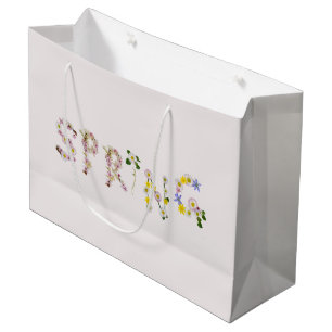 Girly Chic Trendy Flower SPRING Typography Large Cadeautasje