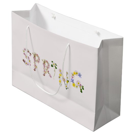 Girly Chic Trendy Flower SPRING Typography Large Cadeautasje (Voorkant Gekanteld)