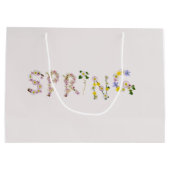 Girly Chic Trendy Flower SPRING Typography Large Cadeautasje (Achterkant)