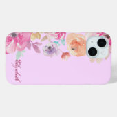 Girly Chic Waterverf Floral - Gepersonaliseerd Case-Mate iPhone Case (Achterkant (horizontaal))
