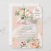 Girly Chic Waterverf Floral Unicorn 5e verjaardag Kaart (Voorkant)