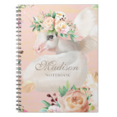 Girly Chic Waterverf Floral Unicorn gepersonalisee Notitieboek (Voorkant)