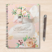 Girly Chic Waterverf Floral Unicorn gepersonalisee Notitieboek