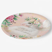 Girly Chic Waterverf Floral Unicorn gepersonalisee Papieren Bordje (Gekanteld)