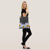 Girly Chic White Polka Dots Black Daisy Tote Bag (Op model)