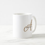 Girly Chic Wit Goud Script Monogram Koffiemok (Voorkant rechts)
