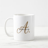 Girly Chic Wit Goud Script Monogram Koffiemok (Links)