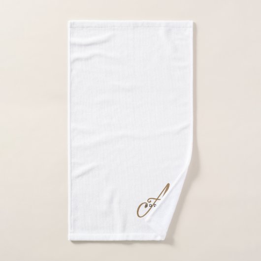 Girly Chic Wit Goud Script Monogram Typografie Bad Handdoek (Handdoek)