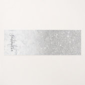 Girly chic zilver glitter ombre marmer monogrammed yogamat (Voorkant (horizontaal))