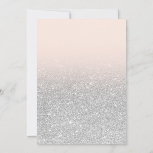 Girly chic zilveren glitter ombre roze baby shower kaart (Achterkant)