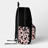 Girly Chic Zwart Roze Koe Dier Patroon Naam Bedrukte Rugzak (Links)