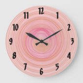 Girly Chick Pink Peach Spirals Typografienummers Grote Klok (Voorkant)