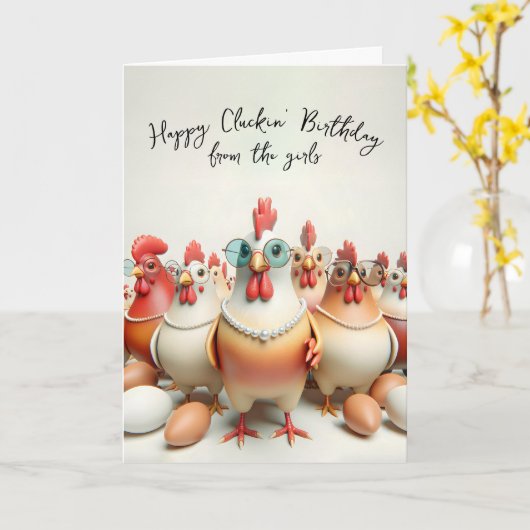 Girly Chickens Verjaardag Humor Kaart (Gele Bloem)