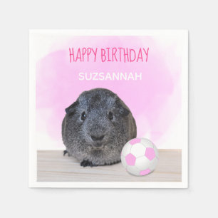 Girly Child Birthday Guinea Pig roze Voetbal Servet