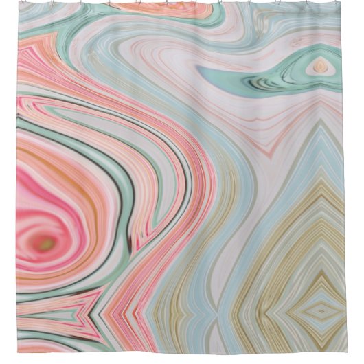 Girly chique abstract mint roze swirls douchegordijn (Voorkant)