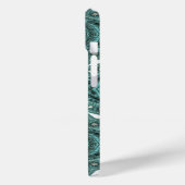 Girly chique blauwgroen turquoise bewerkt lederpat Case-Mate iPhone case (Achterkant / Links)