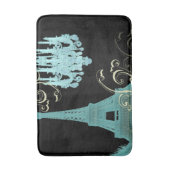 Girly chique retro mode blauwgroen Paris Eiffeltor Badmat (Voorkant Verticaal)