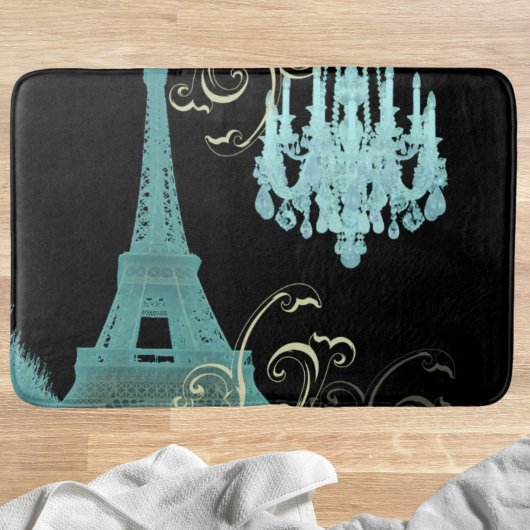Girly chique retro mode blauwgroen Paris Eiffeltor Badmat