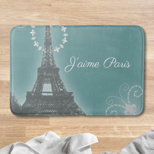 Girly chique retro mode Blauwgroen Paris Eiffeltor Badmat