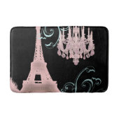 Girly chique retro mode roze Paris Eiffeltoren Badmat (Voorkant)