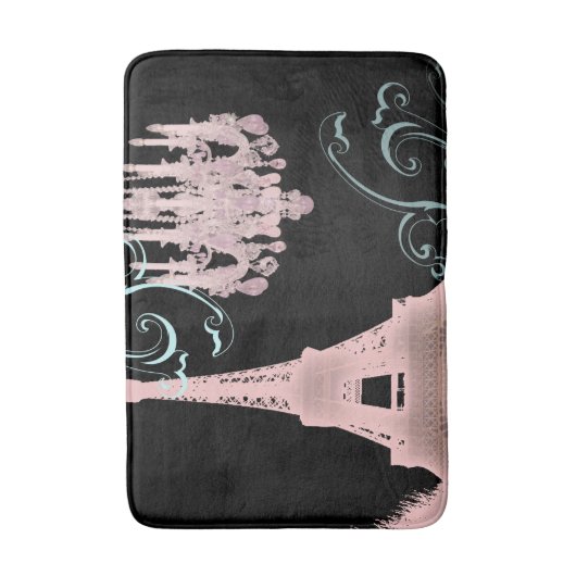 Girly chique retro mode roze Paris Eiffeltoren Badmat (Voorkant Verticaal)